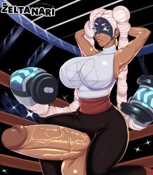 1futa 2022 arms_(game) balls big_ass big_breasts big_penis bimbo_futanari breasts busty cleavage clothed clothing cumshot dark-skinned_futanari dark_skin erection futa_only futanari gigantic_penis human long_hair mostly_clothed nintendo penis penis_out pink_hair self_upload sex_toy solo testicles thick_penis twintails twintelle voluptuous wide_hips zeltanari