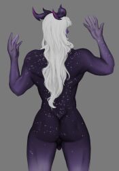 aaravos antlers ass back_view backsack bishonen dark-skinned_male dark_skin elf elf_ears horns long_hair_male male_only nemdreams nude_male pointy_ears purple_skin startouch_elf testicles the_dragon_prince twunk white_hair