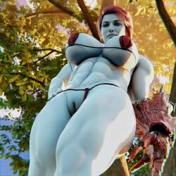 1girls 3d abs alien alien_girl alien_only female female_focus female_only garean guardians_of_the_galaxy humanoid lady_hellbender marvel marvel_comics muscular_female muscular_thighs nude pale-skinned_female pussy red_hair solo solo_female thick_thighs