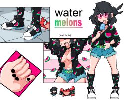 big_breasts breasts female lucia_(scott_malin) original scott_malin shoes sneakers tagme watermelon watermelon_print