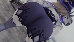 1girls 3d animated ass ass_focus ass_shake bike_shorts black_shorts brown_hair female from_behind genshin_impact hat huge_ass jiggle kishi lisa_(genshin_impact) short_shorts shorts solo thick_thighs thighhighs twerking video webm witch_hat