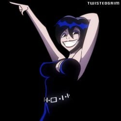 2d 2d_animation animated ass black_eyes black_hair breasts clothing dance death_(pearl_jam) death_girl do_the_evolution kiss medium_breasts medium_hair monster_girl no_sound panties parody pearl_jam skull smile sole_female tagme twistedgrim video white_body