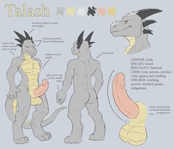 1boy anthro ass character_name demicoeur horns lizard male male_only model_sheet muscles nude nude_male penis scalie solo standing tagme talash