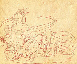 1boy chinese_dragon cum dragon dragon_taur male male_only mess messy monochrome multi_arm multi_genitalia multi_limb multi_penis muscular muscular_male penis scalie slinkydragon_(colorist) solo tail taur tenebear tetraphallia