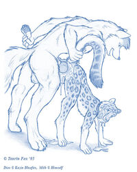 2010 all_fours anal anal_sex anthro ass_up balls canine canine_penis collar cum cum_in_ass cum_inside feline fur furry furry_only gay knot leopard male nude penetration penis raised_tail sex tail tail_grab taurin_fox