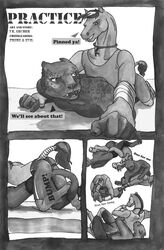 2boys anal argument binding black_and_white comic couple dildo equine feline horse licking love male male_with_male monochrome multiple_boys necklace panther practice sex sex_toy smile spandex spar strapon tongue water_color wrestling yaoi