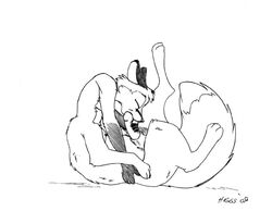 2009 autofellatio fellatio fox_taur furry male male_only michael_higgs monochrome oral oral_sex original original_character penis sex solo taur