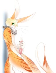 1boy 2011 anthro blink blink_(tsampikos) cum feline fur furry hair hybrid lagomorph looking_at_viewer male male_only masturbation open_mouth rabbit short_hair solo solo_male tiger tsampikos