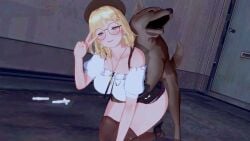 3d ambiguous_penetration blonde_female blonde_hair canine consensual dog doggy_style female glasses hat high_heels hololive hololive_english hololive_myth kneehighs koikatsu peace_sign skirt skirt_lift tagme virtual_youtuber watson_amelia zoophilia