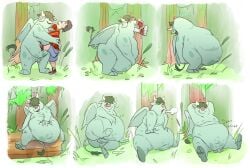 cirro_(artist) digestion duo fantasy forest forest_background game_over gameplay_mechanics hi_res human male male/male mammal nature nature_background oral_vore overweight plant same_size_vore tree troll videogame_setting vore