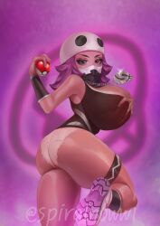 1girls ass bandana big_ass big_breasts booty_shorts bottomwear breasts female female_only game_freak hair hand_on_breast headband headwear huge_breasts large_breasts legs necklace pink_hair pokeball pokemon pokemon_sm shoes shorts sideboob solo solo_female spiralnoww team_skull team_skull_grunt team_skull_grunt_(female) thick_thighs thighs topwear white_shorts