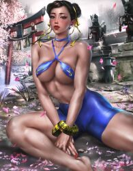 1girls 2022 almost_naked alternate_version_available asian asian_female barefoot big_breasts bikini blushing breasts brown_eyes brown_hair cameltoe capcom cherry_blossoms chun-li cleavage horny logan_cure looking_at_viewer post_workout realistic street_fighter street_fighter_6 sweat thick_thighs toned toned_female