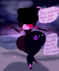 amethyst_(steven_universe) ass big_ass big_butt butlova english_text garnet_(steven_universe) gemstone steven_universe text thick_ass thick_hips thick_thighs thighs trapped trapped_in_ass