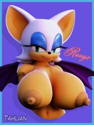 1girls 3d 3d_model anthro anthro_focus anthro_only areola areolae artist_name artist_signature bare_breasts bare_shoulders bat bat_girl bat_wings bedroom_eyes big_breasts blender blue_eyes breasts bust busty curvy exposed_breasts eye_contact eyelashes eyeshadow fangs female female_focus female_only fur half-closed_eyes huge_breasts hyper_bimbo kabalmystic large_breasts light-skinned_female light_skin long_eyelashes looking_at_viewer makeup mobian mobian_(species) mobian_bat narrowed_eyes nipples pov_eye_contact puffy_nipples rouge_the_bat rouge_the_bat_(kabalmystic) sega simple_background smile smiling smiling_at_viewer solo solo_female solo_focus sonic_(series) sonic_adventure_2 sonic_the_hedgehog_(series) tagme tahlian teal_eyes voluptuous