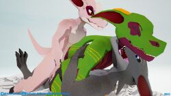 16:9 3d anthro bite claws digital_media_(artwork) female from_behind_position gavit group group_sex hi_res horn humanoid kobold kobold_dellarte kret low_poly male male/female neck_bite nude reptile scalie sek sex simple_background threesome trio widescreen