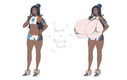 big_breasts body_swap breast_expansion breasts dark_skin female_only franktonius light_skin melony_(pokemon) nessa_(pokemon) pokemon pokemon_ss