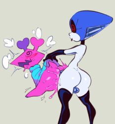 big_ass big_penis blue_penis deltarune fat_ass futa futa_on_male futanari queen_(deltarune) thatonecummy virovirokun white_body