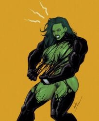 1girls 2022 angry areolae artist_name artist_signature big_breasts breasts busty dated devil_hs female female_only green_body green_eyes green_hair green_skin hulk_(series) long_hair marvel marvel_comics mostly_nude muscles muscular muscular_female pubes pubic_hair she-hulk simple_background solo spider-man_(series) symbiote tagme thick_thighs transformation venom_(marvel) yellow_background