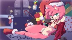 amy_rose bikini christmas pink_fur pink_hair santa_hat seductive sonic_(series) zoncrown