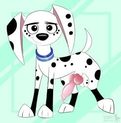 101_dalmatian_street 101_dalmatians 1futa artist_request canine dalmatian dick dickgirl disney dolly_(101_dalmatians) female feral futa_only futanari intersex penis puppy