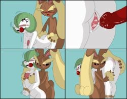 absurd_res anthro anthro_only ball_gag blush bodily_fluids bondage bound crying duo female female/female forced gag gagged gardevoir hi_res humanoid lopunny nintendo no_humans pokémon_(species) pokemon pokemon_(species) rape reimon tears video_games yuri