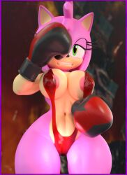 1girls 3d 3d_(artwork) absurd_res amy_rose anthro big_thighs boxing boxing_gloves breasts clenched_teeth clothing digital_media_(artwork) eulipotyphlan female female_only gloves green_eyes half-closed_eyes handwear hedgehog hi_res latex mammal pink_fur pink_hair pinup rubber rubber_clothing rubber_suit sega sling_bikini solo sonic_(series) sport tailsltx thick thick_hips thick_thighs translucent translucent_clothing two-tone_boxing_gloves wide_hips