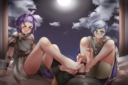 1girls 2boys alternate_costume alternate_hairstyle ashe_ubert bare_legs bernadetta_von_varley bisexual bisexual_male blush blushing censored dancer dancer_(three_houses) double_footjob edit embarrassed ethan_ppj_(artist) feet female femboy fire_emblem fire_emblem:_three_houses fire_emblem_warriors:_three_hopes foot_fetish footjob freckles front_ponytail full_moon green_eyes grey_eyes grey_hair grey_panties legs male mmf_threesome moon multiple_boys night nintendo official_alternate_hairstyle open_mouth paid_reward_available panties pelvic_curtain purple_hair shez_(fire_emblem) shez_(male)_(fire_emblem) short_hair shorts sweatdrop teamwork threesome underwear