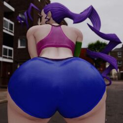 3d ass big_ass kishi looking_back rose_(street_fighter) street_fighter street_fighter_iv street_fighter_v workout_outfit