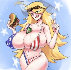 /ctt/ american_flag_bikini bikini blonde_female blonde_hair console-tan digger_nick gijinka humanization humanized microsoft swimsuit xbox xbox-tan xbox_game_studios