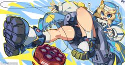 2022 androgynous ass backsack ball_bulge balls balls_under_clothes big_ass big_butt bike_shorts blonde_hair blue_eyes bridget bulge female guilty_gear guilty_gear_strive hood hoodie krokobyaka nun_hat thick_ass tight_clothing tight_pants visible_penis