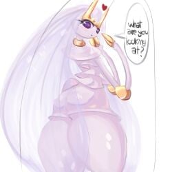 big_butt bubble_butt bug_girl fat_thighs game_freak happy heart long_hair looking_at_viewer looking_back massive_thighs nintendo papsadachi pheromosa pokémon_(species) pokemon pokemon_(species) pokemon_sm purple_eyes round_ass skinny small_waist smile speech_bubble text text_bubble white_skin