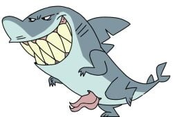 anthro black_eyes diphallia diphallism fang_(tdi) fang_(total_drama_island) fins grin male_only multi_penis penis shark shark_tail smile tail total_drama_island white_background yellow_teeth