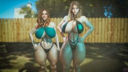 2girls 3d 3d_(artwork) 3dx aero3dx artist_name ass athletic athletic_female big_ass big_breasts bimbo bimbo_body breasts busty cleavage cute daz_studio female female_only fit fit_female hips hourglass_figure huge_ass huge_breasts human iray large_ass large_breasts legs light-skinned_female light_skin linde_(aero3dx) lips mirage3dx muscle muscular muscular_female muscular_thighs original original_character original_characters photorealism realistic savanah_(aero3dx) shiny shiny_skin short_hair sling_bikini thick thick_legs thick_thighs thighs toned toned_female upper_body voluptuous waist watermark wide_hips