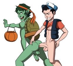 2boys anal beast_boy beast_boy_(dcamu) boner damian_wayne dc dc_comics dcamu erection garfield_logan gay halloween halloween_costume iyumiblue justice_league_vs_teen_titans male male/male male_only robin_(damian_wayne) robin_(dc) yaoi