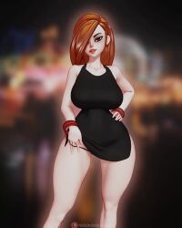 1girls 3d animated ass_in_dress black_dress bubble_ass bubble_butt disney disney_channel dress dress_lift female female_only ginger ginger_hair hair_over_one_eye kim_possible kimberly_ann_possible large_breasts light-skinned_female looking_at_viewer mp4 no_sound orange_hair redhead rushzilla seductive seductive_eyes seductive_look seductive_smile solo solo_female thighs turntable_(animation) video voluptuous wide_hips