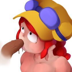 blowjob brawl_stars bust dark-skinned_male faceless_male fellatio high_resolution jessie_(brawl_stars) lewd_potato penis red_hair self_upload unseen_male_face