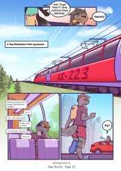 amon_(atrolux) anthro atrolux comic english_text hi_res kyra_(atrolux) male page_10 reptile scalie snake speech_bubble text train vehicle