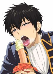 black_hair breath food gay gintama hijikata_toshiro imminent_oral inukkoro male male_only mayonnaise open_mouth phallic_symbol police police_officer police_uniform saliva sausage sexually_suggestive shinsengumi_(gintama) solo sweatdrop tongue_out uniform upper_body