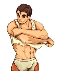 1boy abs arms_up avatar_legends bolin cartoon_network clothing male male_only muscular nuktuk pecs sex shirt shirt_lift shirtless smile smooth_skin solo tank_top the_legend_of_korra theseatwo