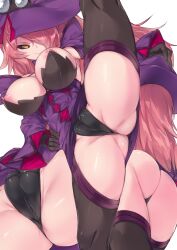 1girls ass ass_focus black_gloves black_sclera black_thong blazblue crotch_focus crotch_shot evil flexible gloves hand_on_hip konoe_a_mercury married_woman mature_female milf multiple_angles nine_the_phantom nipples pink_hair presenting_crotch presenting_pussy purple_hat pussy_outline pussy_shot solo solo_female splits tagme thick_thighs thighhighs thighs villainess witch witch_hat yellow_eyes yoi_naosuke