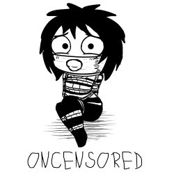 black_hair bondage comic oncensored oncensored_(artist) rope_bondage sarah's_scribbles sarah_andersen tape_gag tied_up