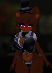 3d animated animation black_bowtie black_panties blue_eyes blushing bow bowtie breast_jiggle breasts_jiggling brown_fur cally3d clazzey cryptiacurves fazclaire's_nightclub five_nights_at_freddy's flustered fnaf freddy_(fnaf) fredina's_nightclub fredina_(cally3d) frenni_(cryptia) frenni_fazclaire gif looking_at_viewer mp4 no_sound panties scottgames solo striped_panties tagme thick_thighs video vrchat vrchat_avatar