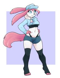 ambris anthro big_breasts breasts eeveelution female pokémon_(species) pokemon simple_background sylveon tagme thighhighs