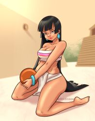 big_ass big_breasts chel clothed dark-skinned_female dark_hair dark_skin earrings latina libidineee lipstick seductive_smile small_clothes smug the_road_to_el_dorado