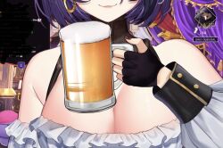 1girls beer breasts cleavage hannahhyrule hidden_eyes holding_drink indie_virtual_youtuber pirate_girl virtual_youtuber