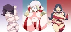 3girls ^_^ areola_slip areolae big_breasts black_hair blue_eyes breasts cameltoe christmas christmas_present closed_eyes curvaceous curvy drasna_(pokemon) earrings erect_nipples eyewear female female_only game_freak glasses gradient_background green_eyes hair hat headwear holidays hourglass_figure huge_breasts human_gift human_present iggy-bomb large_breasts legs_spread legs_together legs_up long_hair looking_at_viewer mature mature_female mature_woman melony_(pokemon) milf mother multiple_girls multiple_milfs naked_ribbon necklace nipples open_mouth partially_visible_vulva pasties plump pokemon pokemon_sm pokemon_ss pokemon_xy present_wrap purple_glasses purple_hair ribbon_only short_hair slightly_chubby slightly_chubby_female smile spread_legs standing star_pasties take_your_pick thick_thighs thigh_gap thighs voluptuous wallpaper white_earrings white_hair wicke_(pokemon) wrapped