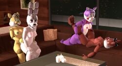 2futas 2girls 3d anthro cindy_(fnac) fazbear_fanverse female five_nights_at_candy's five_nights_at_freddy's futa_on_female futanari popgoes rachel_(tnar) saffron_(popgoes) sara_(popgoes) those_nights_at_rachel's