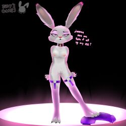 absurd_res anthro breasts choker cinicalvoice dildo disney female foot_fetish foot_play garter_straps glowing hi_res invalid_tag jewelry judy's_games judy_hopps lagomorph leporid lipstick makeup mammal nails necklace nipples pussy rabbit sex_toy size_difference small_breasts smaller_female smug solo stockings zootopia