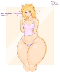 1girls big_legs big_thighs blonde blonde_female blonde_hair blush blushing bottom_heavy casual casual_conversation embarrassed facemask fat_thighs female female_focus female_only flattered huge_hips huge_thighs hyper hyper_ass hyper_thighs large_thighs long_hair lucia_(mr.coco) mr.coco mrcoco narrow_waist pear_shaped plump_thighs pov shy slim_waist small_breasts thick thick_thighs thunder_thighs thunderthighs underwear wholesome wide_hips