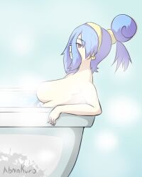 1girls artist_name artist_request artist_signature bath bathing big_breasts blue_hair censored censored_nipples earrings female female_only hair_ornament hairbow lilliana_(pokemon_realidea) looking_at_viewer milf naked one_eye_visible pokemon pokemon_realidea purple_eyes smirking_at_viewer steam steam_censor